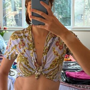 Urban Outfitters Blue Bohemian Button Down Shirt